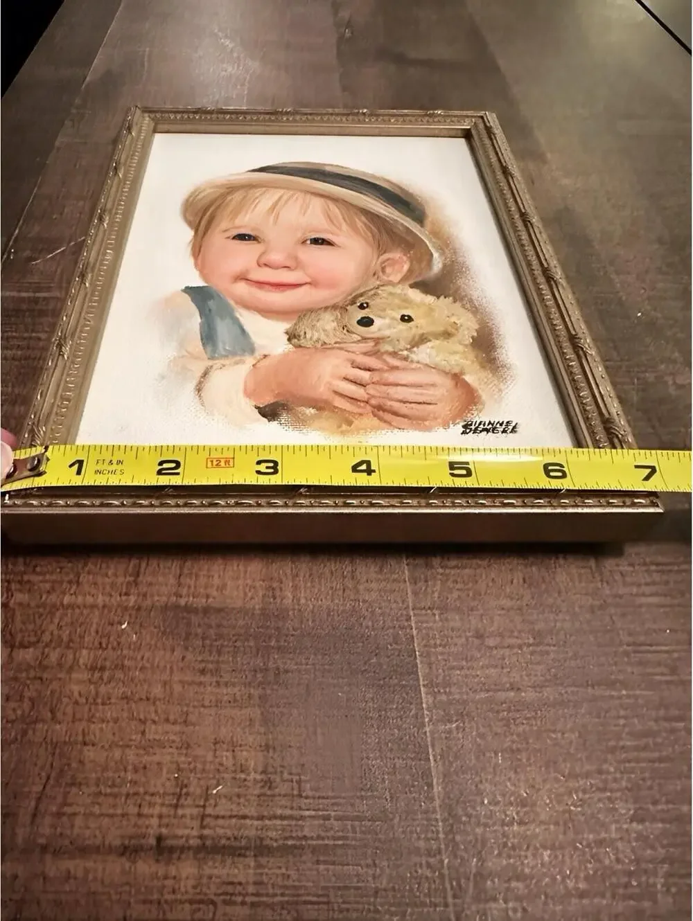 Charming Pair of Vintage Child Portrait Paintings in Gold Frames